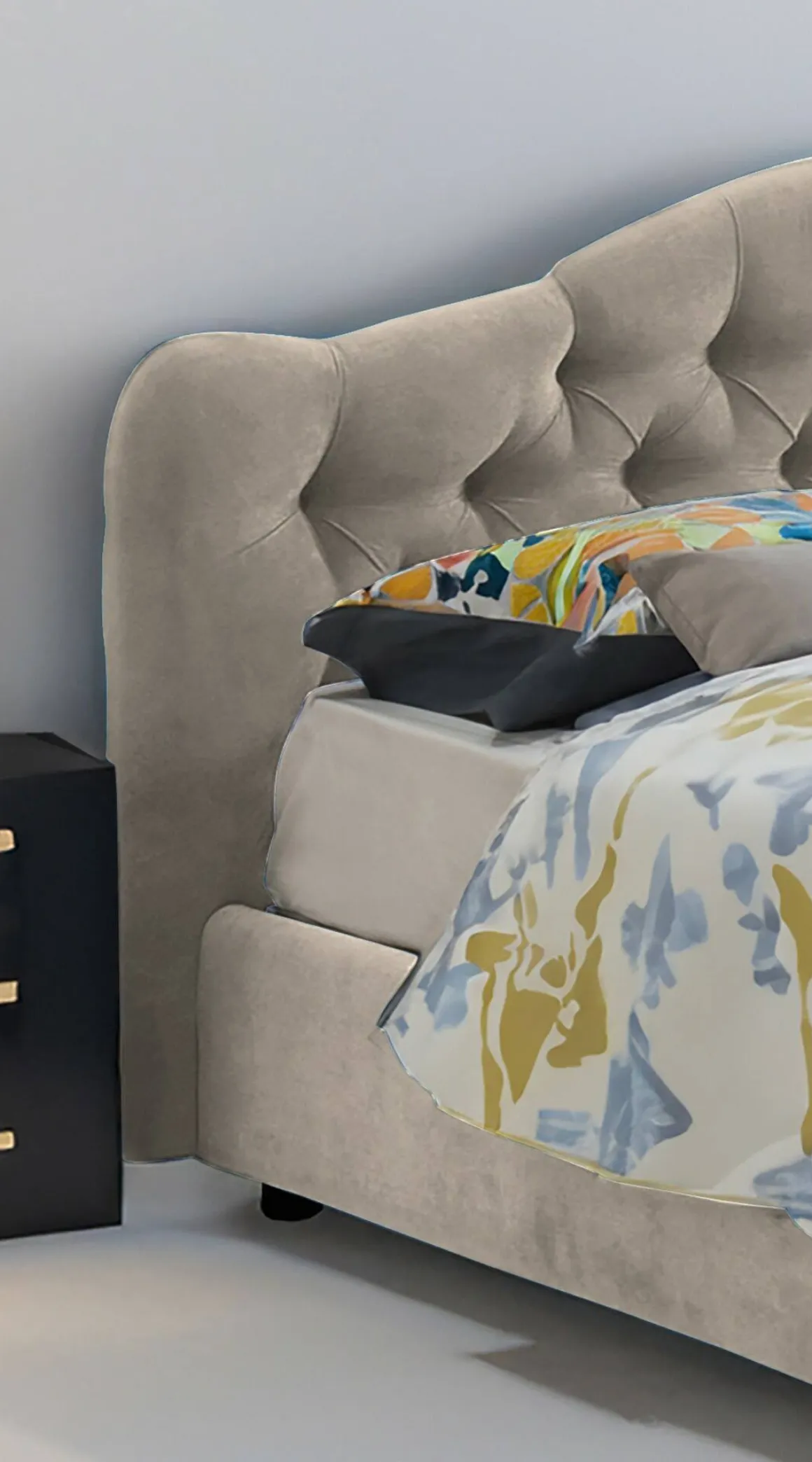 Letto Matrimoniale Grigio Tortora Materasso Incluso Sfoderabile, Contenitore Made in Italy - Alfer
