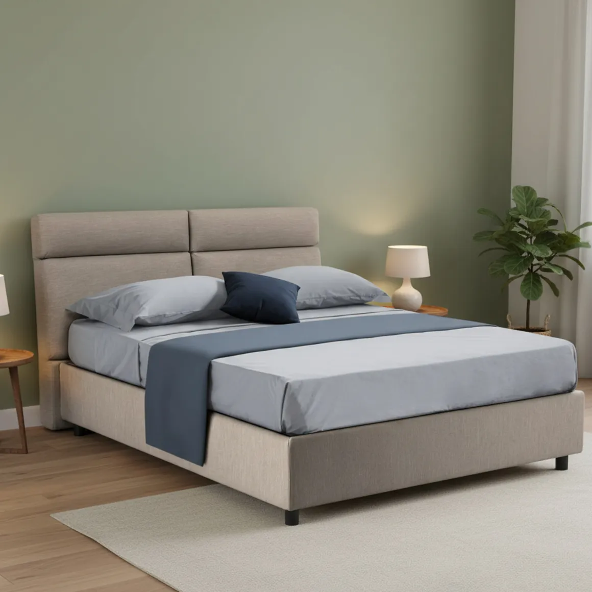 Letti Matrimoniali > Dmora Letto Matrimoniale Materasso Incluso Sfoderabile, Contenitore Made in Italy - Bedero Grigio Tortora