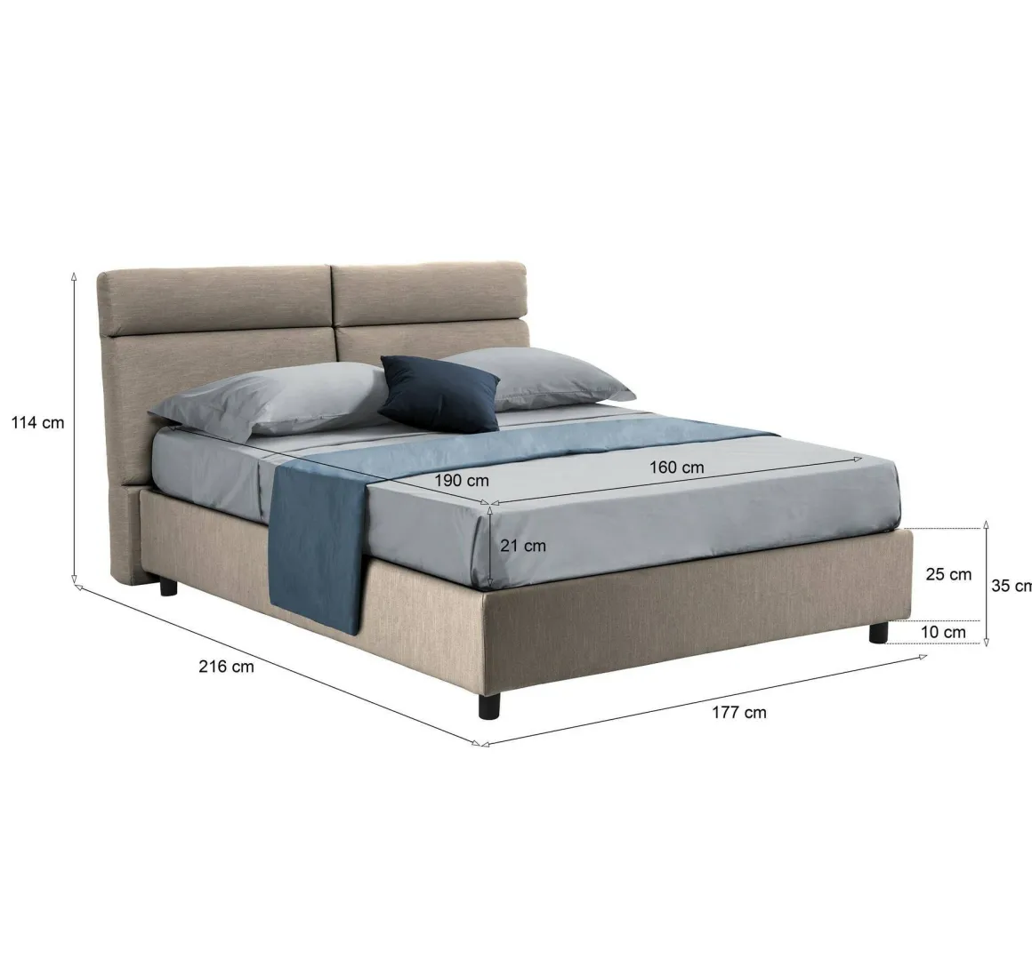 Letti Matrimoniali > Dmora Letto Matrimoniale Materasso Incluso Sfoderabile, Contenitore Made in Italy - Bedero Grigio Tortora