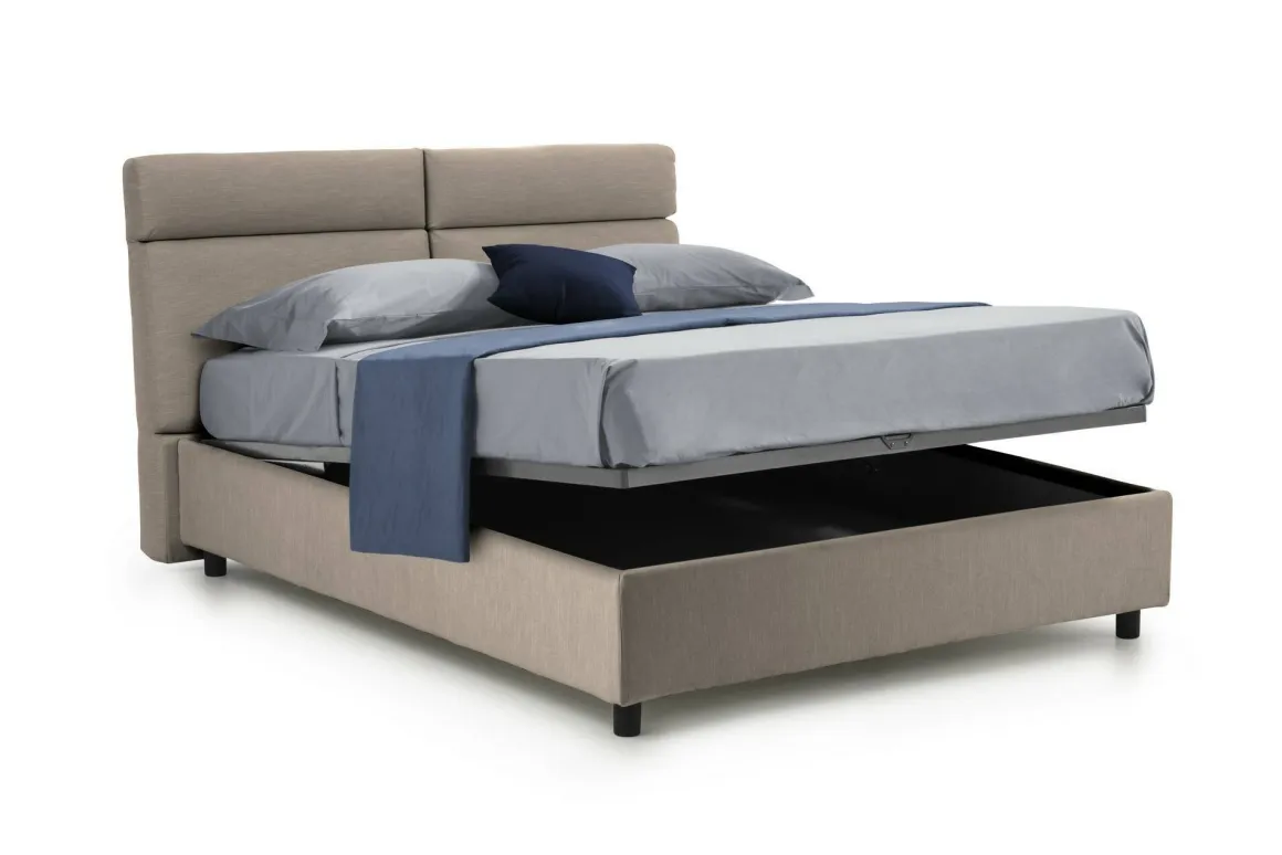 Letti Matrimoniali > Dmora Letto Matrimoniale Materasso Incluso Sfoderabile, Contenitore Made in Italy - Bedero Grigio Tortora