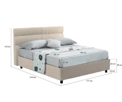 Letti Matrimoniali > Dmora Letto Matrimoniale Materasso Incluso Sfoderabile, Contenitore Made in Italy - Brunate Grigio Tortora