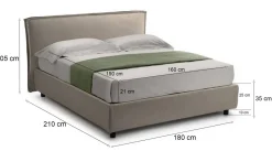 Letti Matrimoniali > Dmora Letto Matrimoniale Sfoderabile Contenitore, Dimensione Materasso 160x190 cm Made in Italy - Alcatron Grigio Tortora