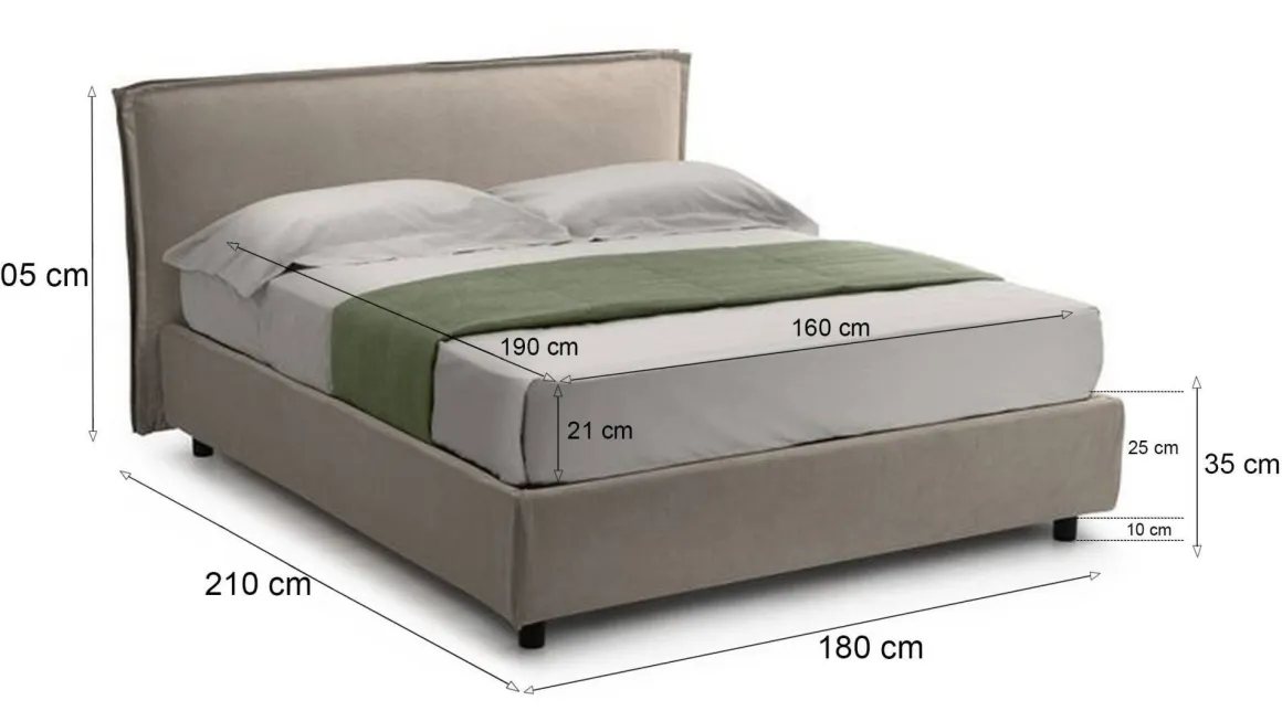 Letti Matrimoniali > Dmora Letto Matrimoniale Sfoderabile Contenitore, Dimensione Materasso 160x190 cm Made in Italy - Alcatron Grigio Tortora