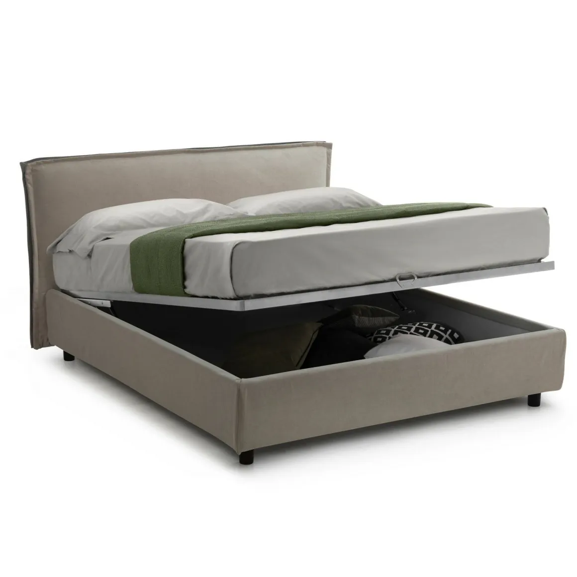 Letti Matrimoniali > Dmora Letto Matrimoniale Sfoderabile Contenitore, Dimensione Materasso 160x190 cm Made in Italy - Alcatron Grigio Tortora