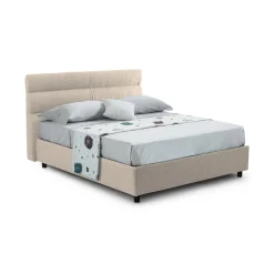 Letti Matrimoniali > Dmora Letto Matrimoniale  Sfoderabile Contenitore, Dimensione Materasso 160x190 cm Made in Italy - Brolo Grigio Tortora