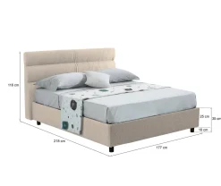 Letti Matrimoniali > Dmora Letto Matrimoniale Sfoderabile Contenitore, Dimensione Materasso 160x190 cm Made in Italy - Brolo Grigio Tortora