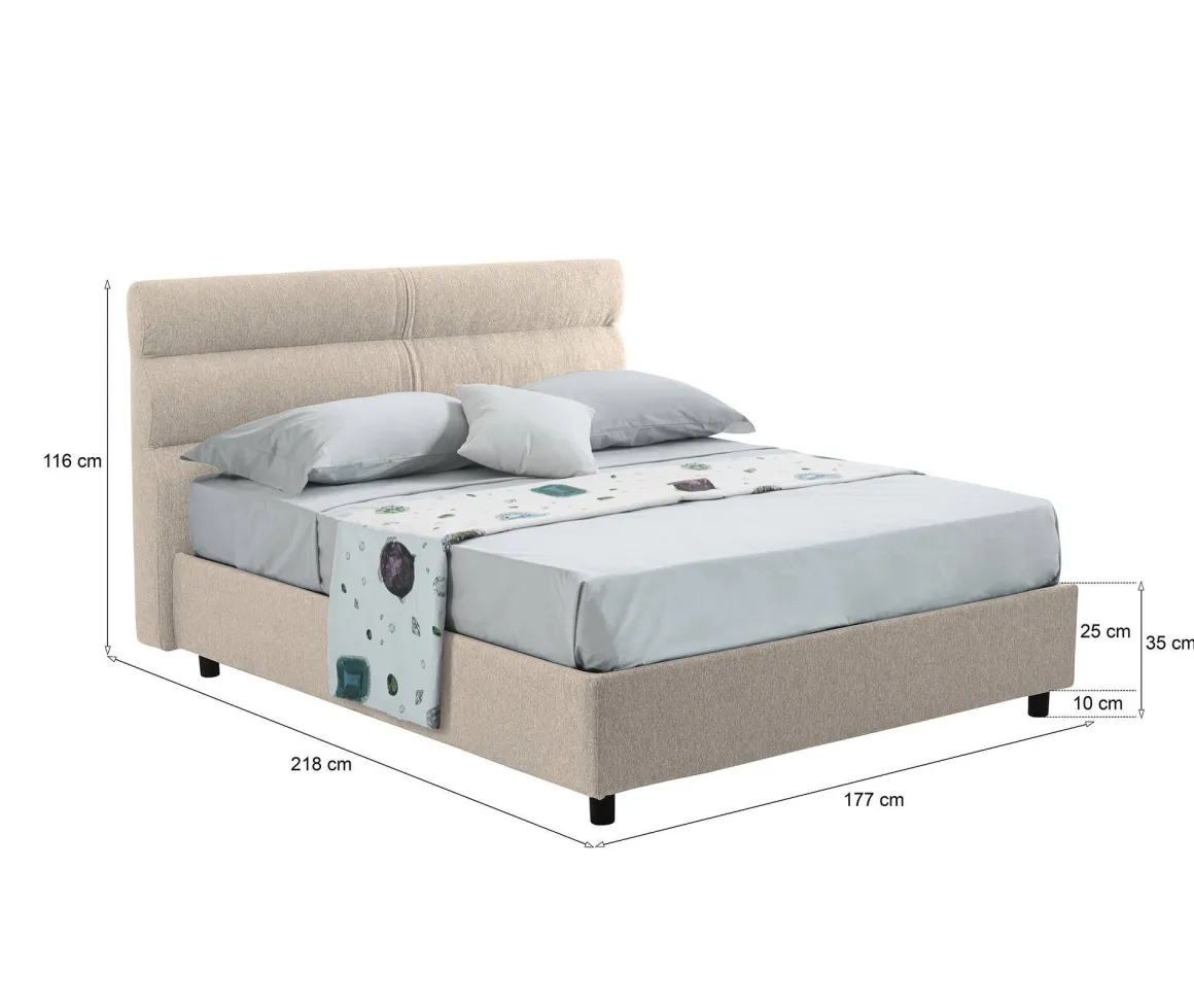 Letti Matrimoniali > Dmora Letto Matrimoniale Sfoderabile Contenitore, Dimensione Materasso 160x190 cm Made in Italy - Brolo Grigio Tortora
