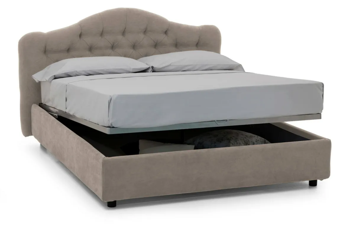 Letti Matrimoniali > Dmora Letto Matrimoniale Sfoderabile Contenitore, Dimensione Materasso 160x200 cm Made in Italy - Ator Grigio Tortora