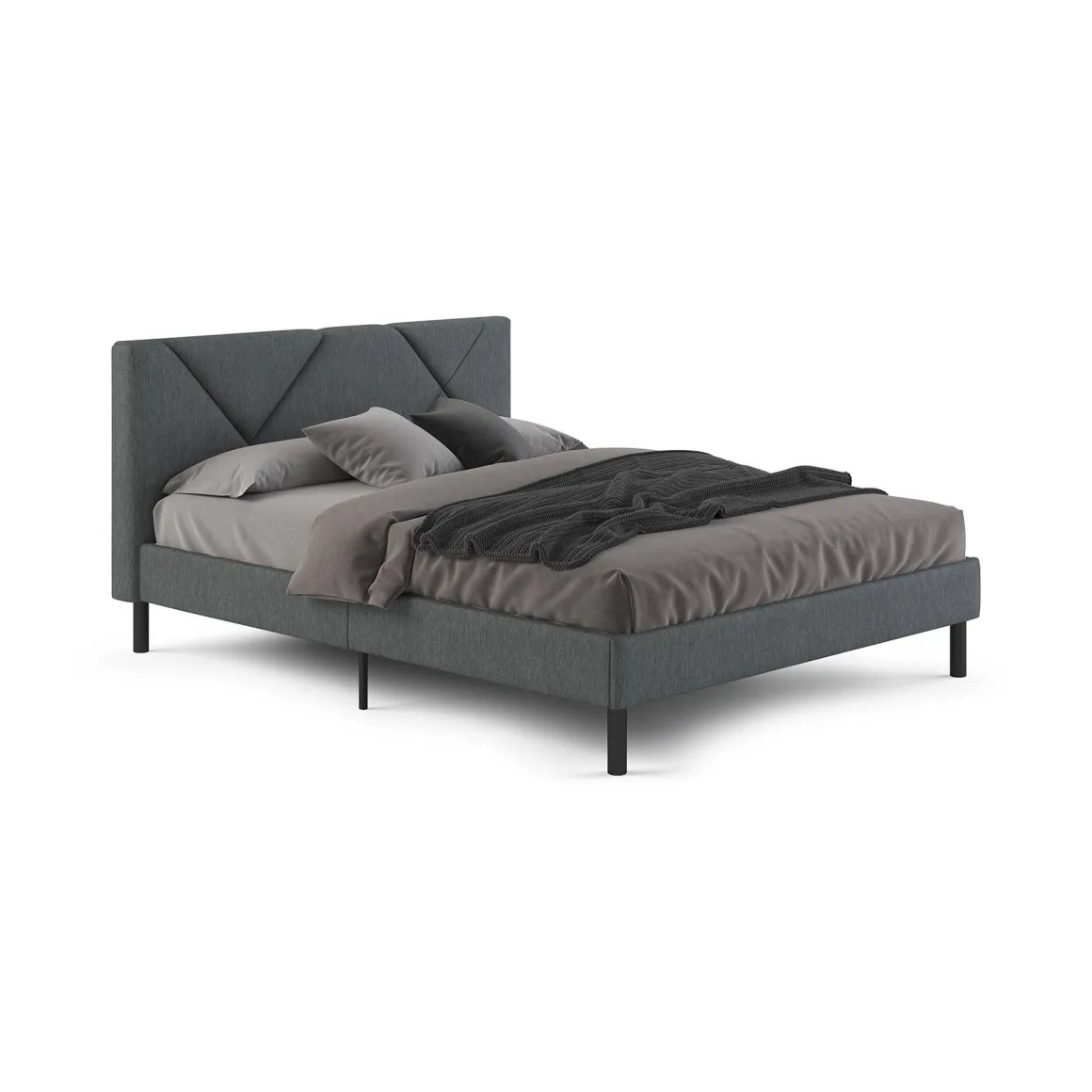 Letti Matrimoniali > Dmora Letto matrimoniale 169x214cm imbottito - Hypnos Grigio