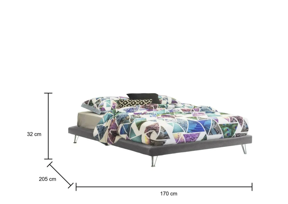 Letti Matrimoniali > Dmora Letto matrimoniale 178x210cm - Arika Grigio