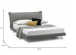 Letto matrimoniale grigio 180x210cm rete inclusa - Arcore