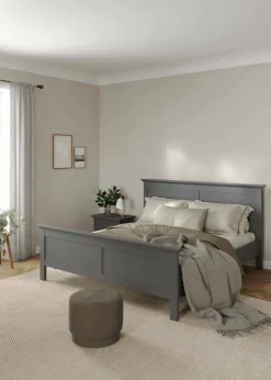 Letto matrimoniale grigio 199x210cm rete inclusa - Abies