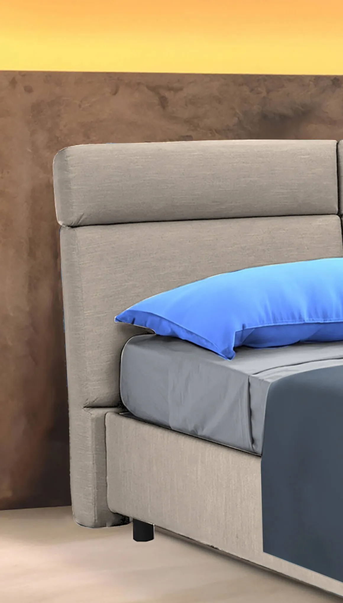 Letto Matrimoniale in Tessuto Grigio Tortora