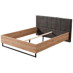Letti Matrimoniali > Dmora Letto Matrimoniale Marrone Rovere Nodi Nero Antracite Testiera Imbottita Imbottito, Dimensione Materasso 180x200 cm - Busnago Nero Antracite, Marrone Rovere Nodi