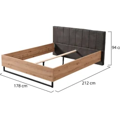 Letti Matrimoniali > Dmora Letto Matrimoniale Marrone Rovere Nodi Nero Antracite Testiera Imbottita Imbottito, Dimensione Materasso 180x200 cm - Busnago Nero Antracite, Marrone Rovere Nodi