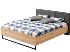 Letti Matrimoniali > Dmora Letto Matrimoniale Marrone Rovere Nodi Nero Antracite Testiera Imbottita Imbottito, Dimensione Materasso 180x200 cm - Busnago Nero Antracite, Marrone Rovere Nodi