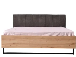 Letti Matrimoniali > Dmora Letto Matrimoniale Marrone Rovere Nodi Nero Antracite Testiera Imbottita Imbottito, Dimensione Materasso 180x200 cm - Busnago Nero Antracite, Marrone Rovere Nodi