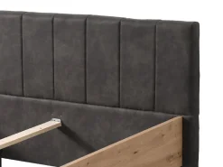Letti Matrimoniali > Dmora Letto Matrimoniale Marrone Rovere Nodi Nero Antracite Testiera Imbottita Imbottito, Dimensione Materasso 180x200 cm - Busnago Nero Antracite, Marrone Rovere Nodi