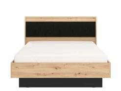 Letti Matrimoniali > Dmora Letto Matrimoniale Marrone Rovere Nodi Nero Dimensione Materasso 160x200 cm Imbottito, Testiera Imbottita, 2 Comodini Inclusi - Casotto Nero, Marrone Rovere Nodi