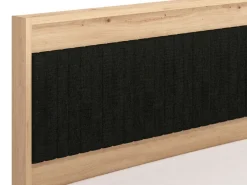 Letti Matrimoniali > Dmora Letto Matrimoniale Marrone Rovere Nodi Nero Dimensione Materasso 160x200 cm Imbottito, Testiera Imbottita, 2 Comodini Inclusi - Casotto Nero, Marrone Rovere Nodi