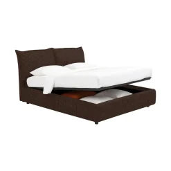 Letti Matrimoniali|Letti Contenitore > Dmora Letto Matrimoniale Sfoderabile Contenitore, Dimensione Materasso 160x190 cm - Calcio Marrone