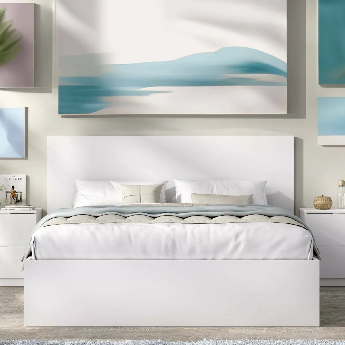 Letti Matrimoniali|Letti Contenitore > Dmora Letto matrimoniale moderno 205x169cm compatto - Ignacio Bianco