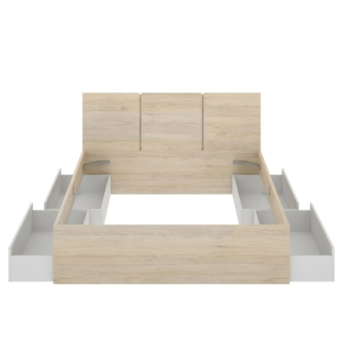 Letti Matrimoniali > Dmora Letto matrimoniale moderno bianco e rovere 205x266cm - Alina Marrone, Bianco Rovere