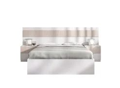 Letto matrimoniale moderno bianco e rovere 205x266cm comodo - Haima