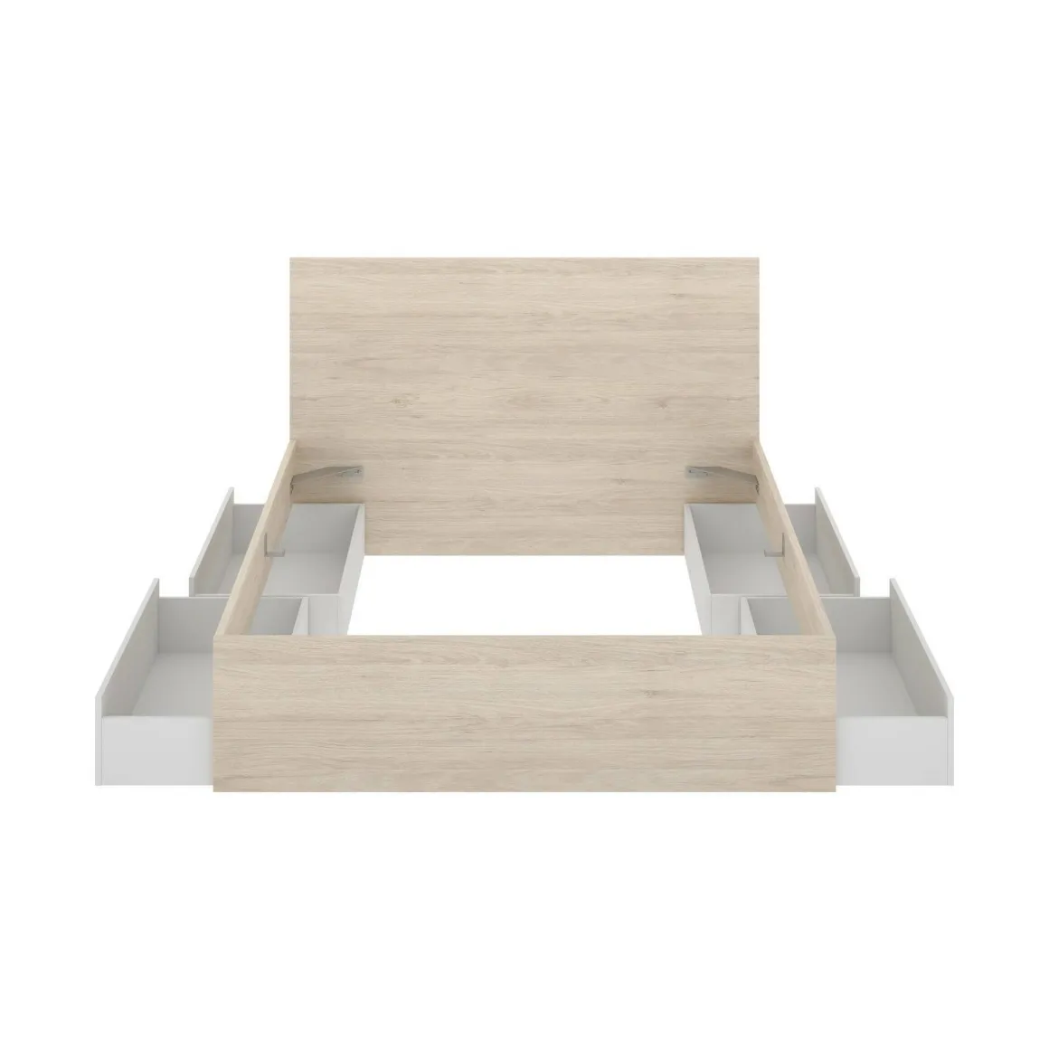 Letto matrimoniale moderno bianco e rovere 205x269cm - Usman