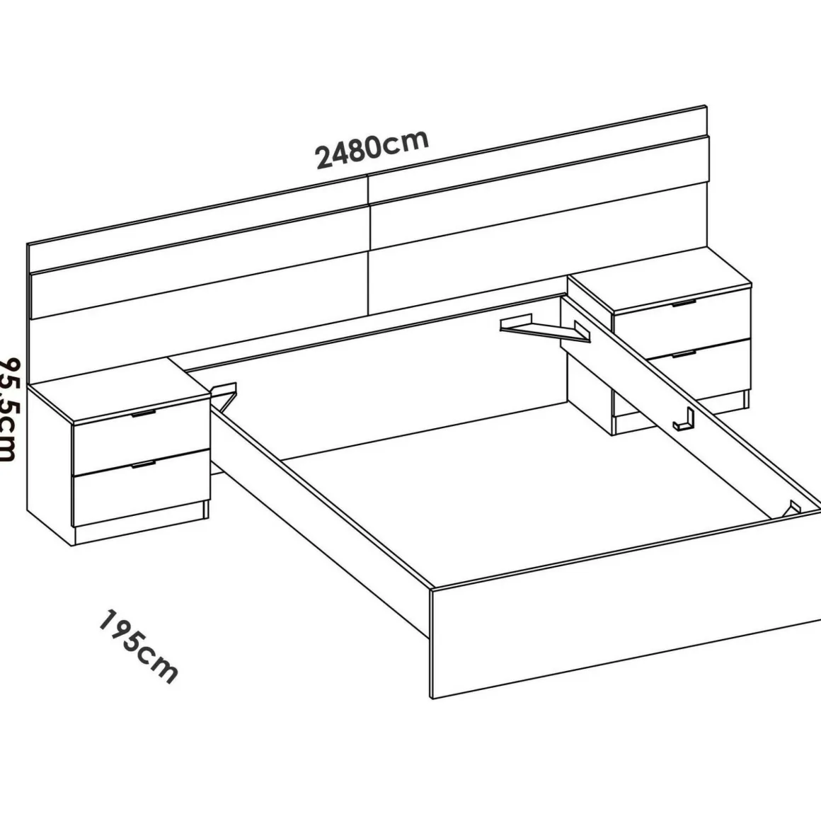 Letto matrimoniale moderno rovere e bianco 205x266cm - Haima