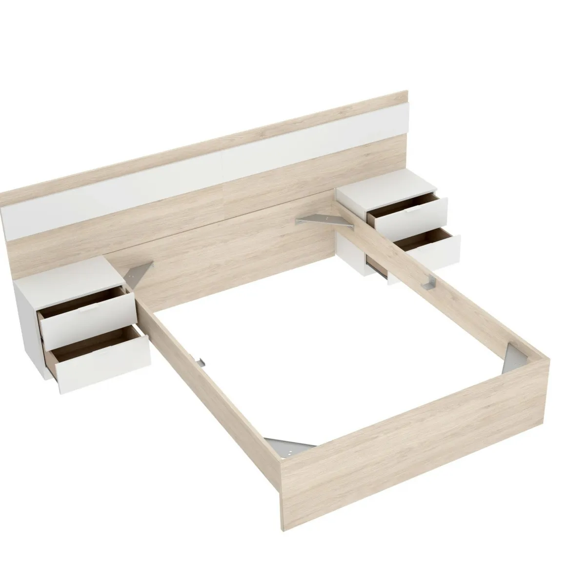 Letto matrimoniale moderno rovere e bianco 205x266cm - Haima