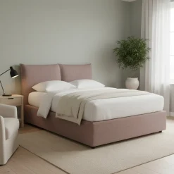 Letti Matrimoniali|Letti Contenitore > Dmora Letto Matrimoniale Sfoderabile Contenitore, Dimensione Materasso 160x190 cm - Colere Rosa Antico