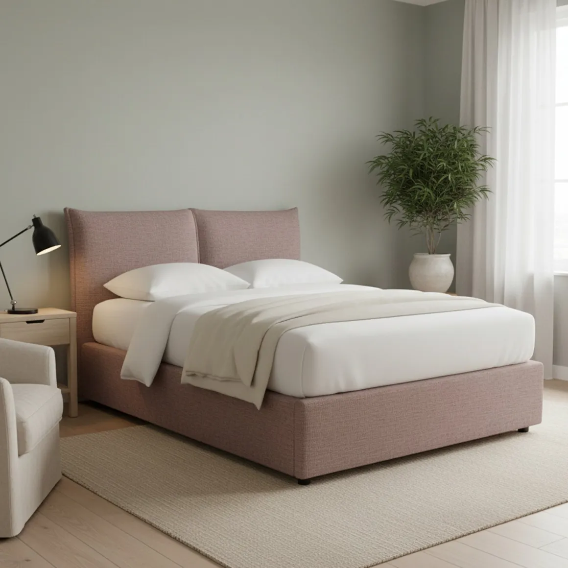 Letto Matrimoniale Rosa Antico Sfoderabile Contenitore, Dimensione Materasso 160x190 cm - Calcio