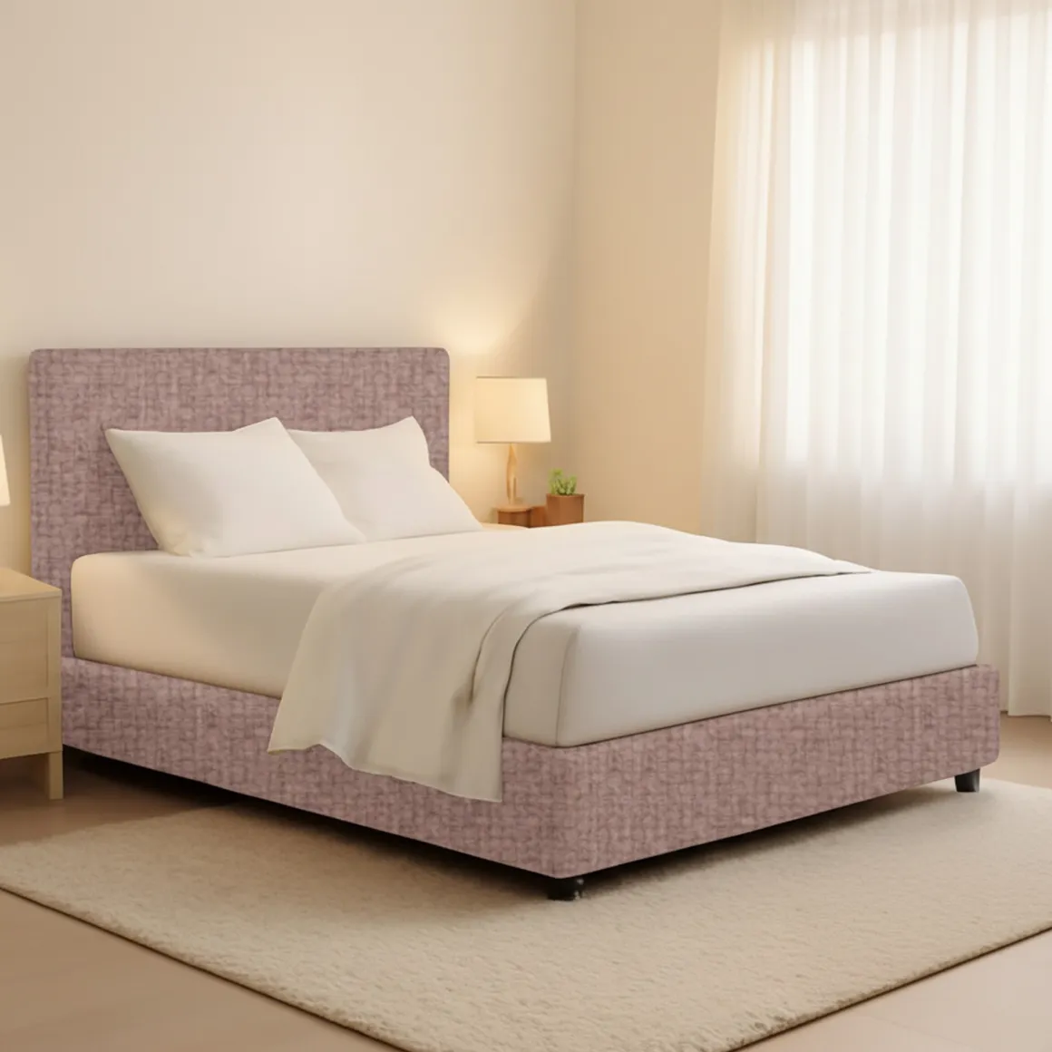 Letto Matrimoniale Rosa Antico Sfoderabile Contenitore, Dimensione Materasso 160x190 cm - Fasanella