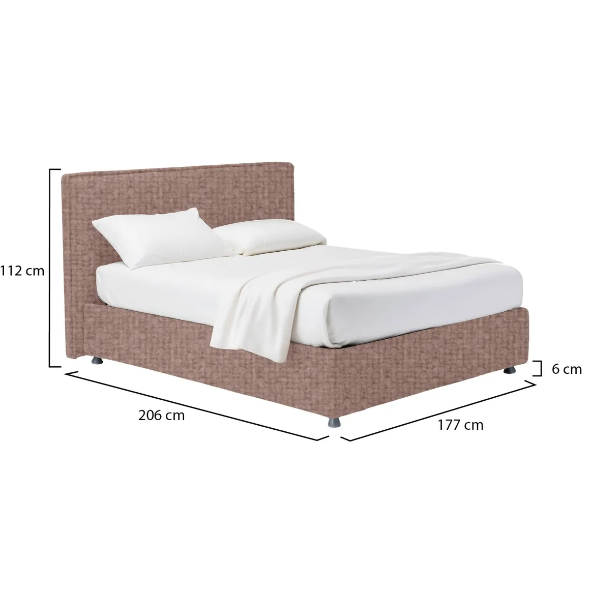 Letto Matrimoniale Rosa Antico Sfoderabile Contenitore, Dimensione Materasso 160x190 cm - Fasanella