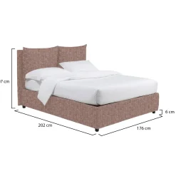 Letto Matrimoniale Rosa Antico Sfoderabile Contenitore, Dimensione Materasso 160x190 cm - Riesi