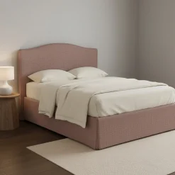 Letto Matrimoniale Rosa Antico Sfoderabile Contenitore, Dimensione Materasso 160x190 cm - Turania