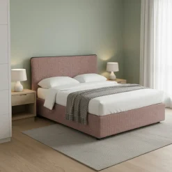 Letto Matrimoniale Rosa Antico Sfoderabile Contenitore, Dimensione Materasso 160x200 cm - Peia