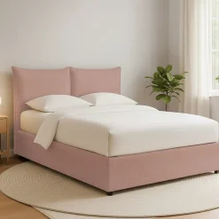 Letto Matrimoniale Rosa Sfoderabile Contenitore, Dimensione Materasso 160x190 cm - Calcio