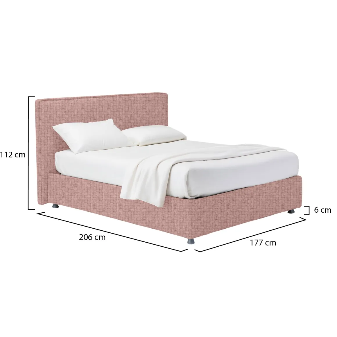 Letti Matrimoniali > Dmora Letto Matrimoniale Sfoderabile Contenitore, Dimensione Materasso 160x190 cm - Issime Rosa