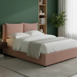 Letto Matrimoniale Rosa Sfoderabile Contenitore, Dimensione Materasso 160x200 cm - Davoli
