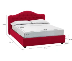 Letti Matrimoniali|Letti Contenitore > Dmora Letto Matrimoniale Materasso Incluso Sfoderabile, Contenitore Made in Italy - Allik Rosso