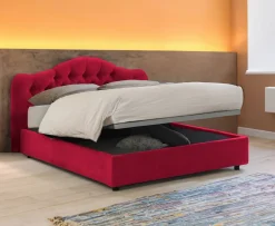 Letti Matrimoniali|Letti Contenitore > Dmora Letto Matrimoniale Materasso Incluso Sfoderabile, Contenitore Made in Italy - Allik Rosso