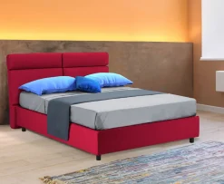 Letto Matrimoniale Rosso Materasso Incluso Sfoderabile, Contenitore Made in Italy - Annus