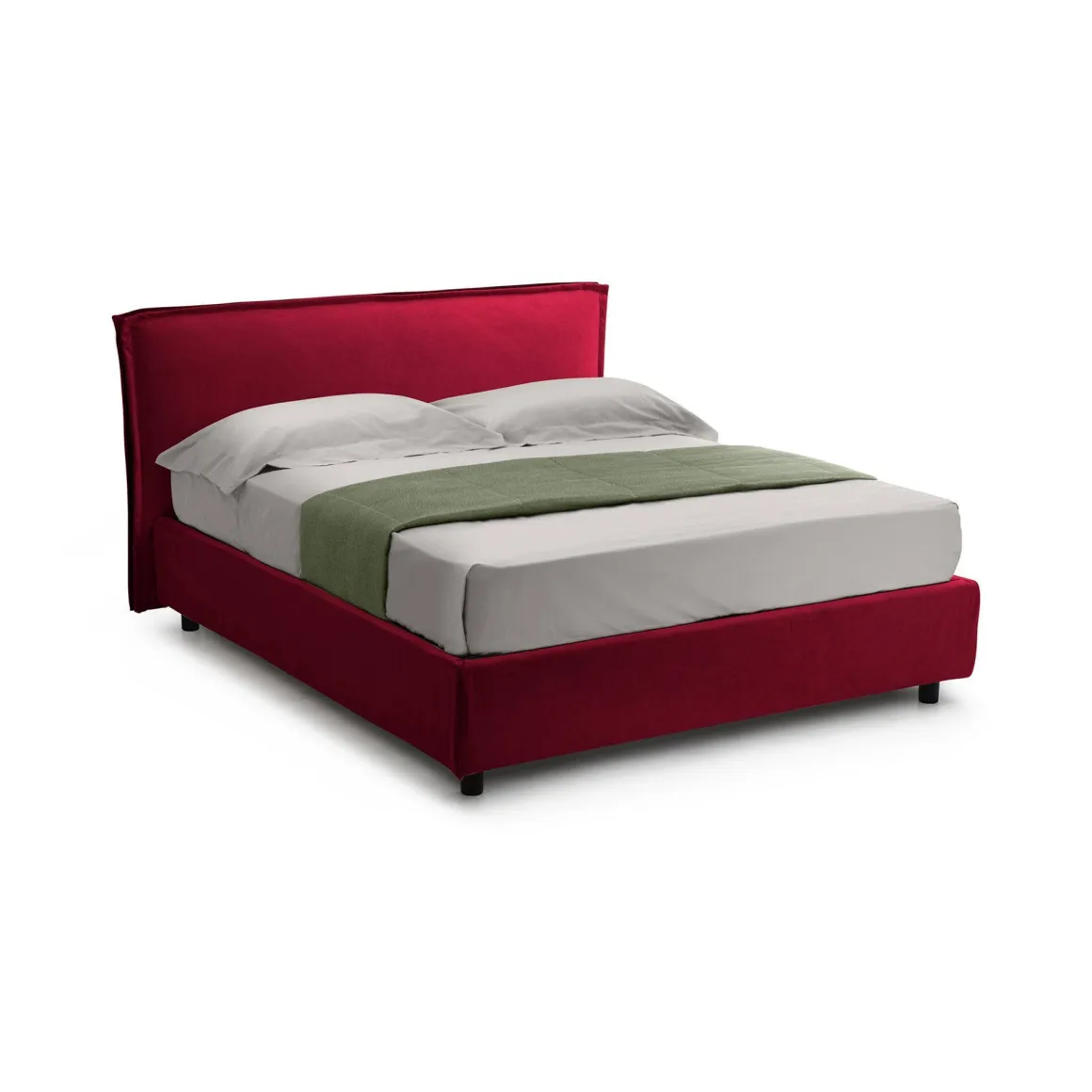 Letto Matrimoniale Rosso Materasso Incluso Sfoderabile, Contenitore Made in Italy - Brunate