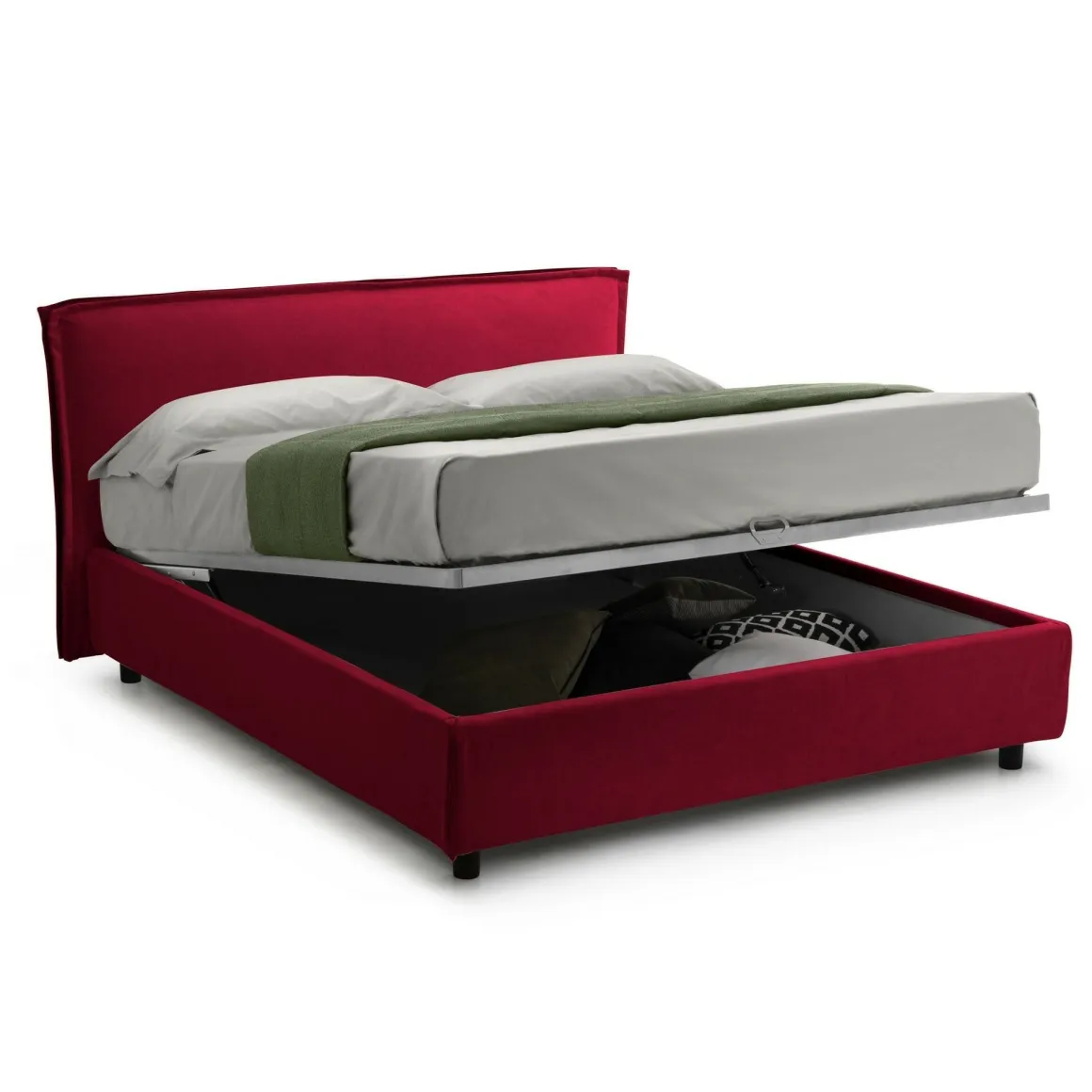 Letto Matrimoniale Rosso Materasso Incluso Sfoderabile, Contenitore Made in Italy - Brunate