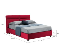 Letto Matrimoniale Rosso Sfoderabile Contenitore, Dimensione Materasso 160x190 cm Made in Italy - Alcatron