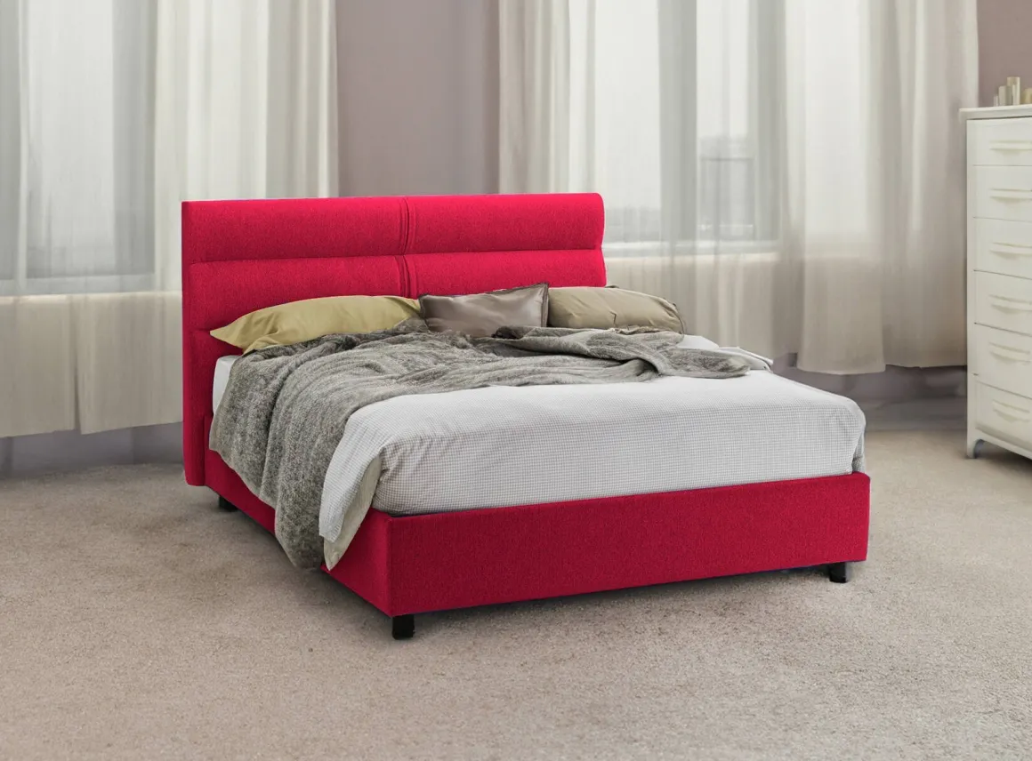 Letti Matrimoniali|Letti Contenitore > Dmora Letto Matrimoniale Sfoderabile Contenitore, Dimensione Materasso 160x190 cm Made in Italy - Brolo Rosso