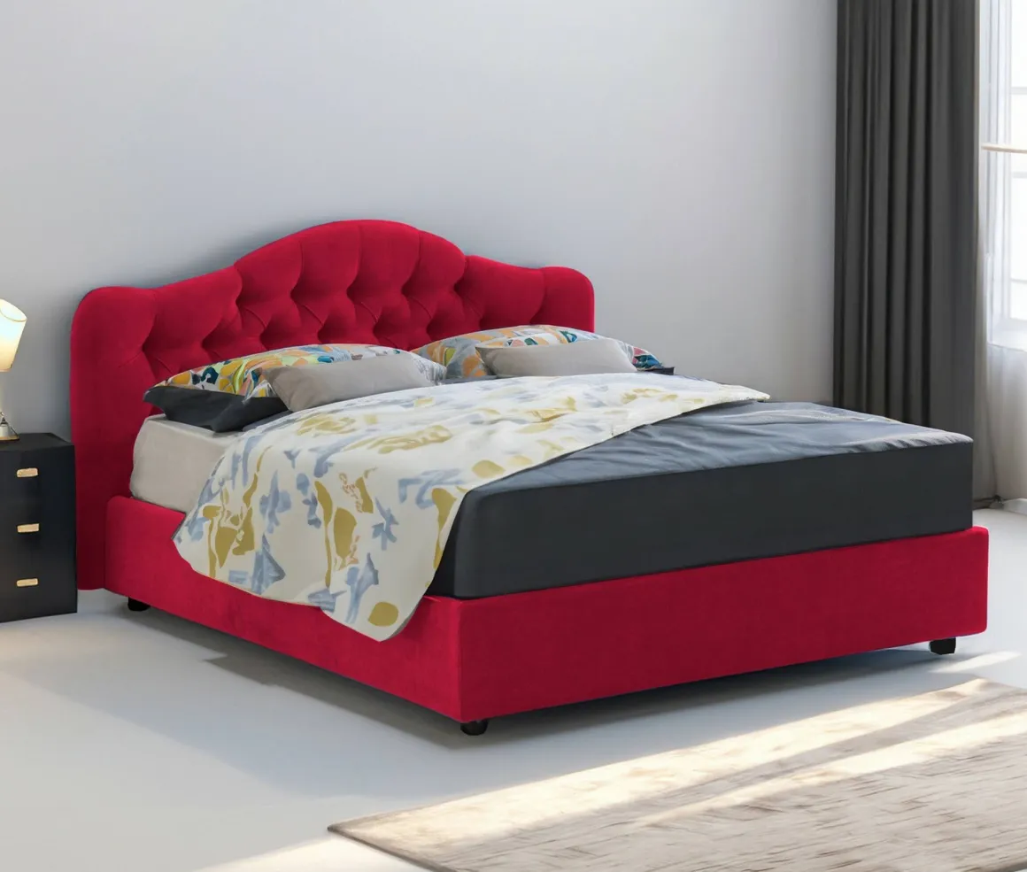 Letti Matrimoniali|Letti Contenitore > Dmora Letto Matrimoniale Sfoderabile Contenitore, Dimensione Materasso 160x200 cm Made in Italy - Ator Rosso