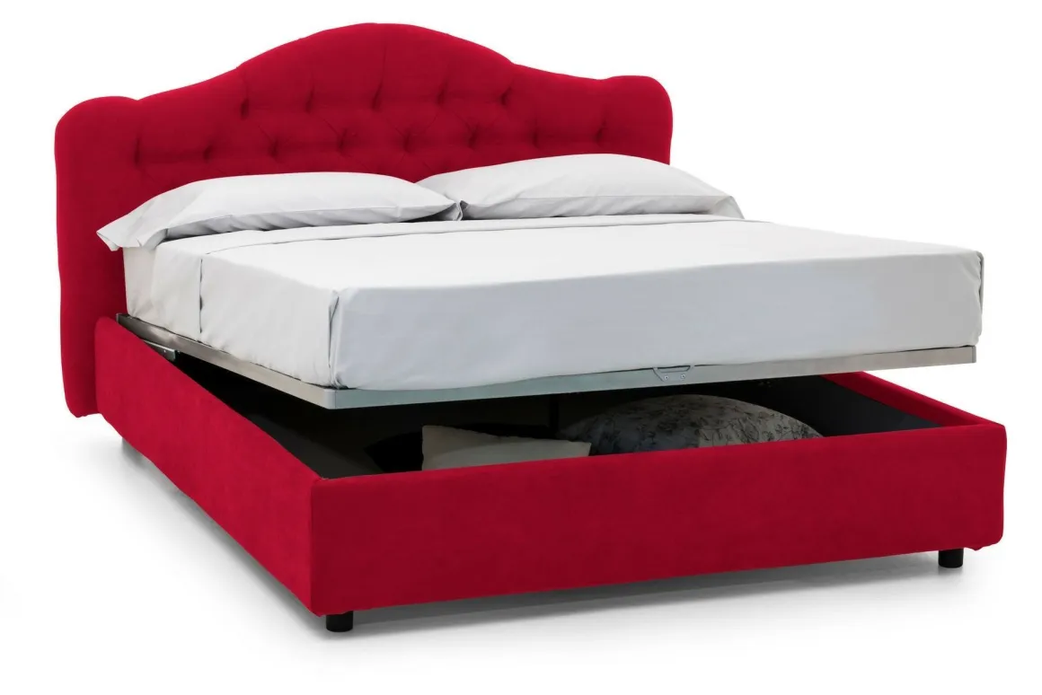 Letti Matrimoniali|Letti Contenitore > Dmora Letto Matrimoniale Sfoderabile Contenitore, Dimensione Materasso 160x200 cm Made in Italy - Ator Rosso